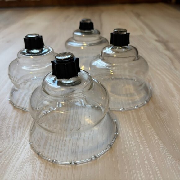 Vtg Crystal Votive Candle Holders Set of 4 Etched Wheat 70s Tulip Floral Votive - Picture 1 of 6